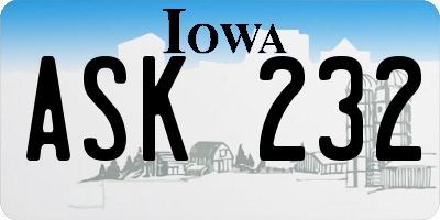 IA license plate ASK232