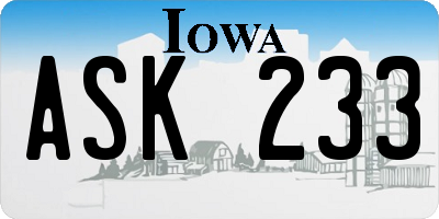 IA license plate ASK233