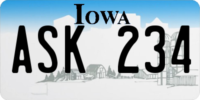 IA license plate ASK234