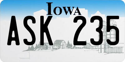 IA license plate ASK235