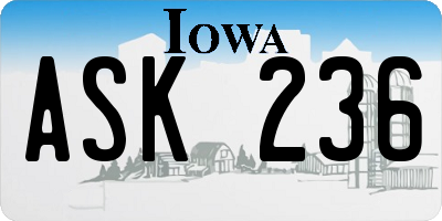 IA license plate ASK236