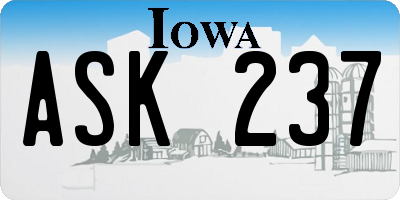 IA license plate ASK237