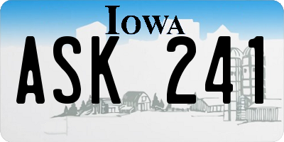 IA license plate ASK241