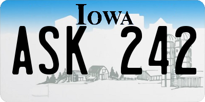 IA license plate ASK242