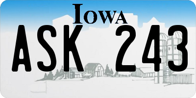 IA license plate ASK243