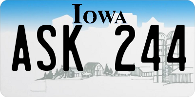 IA license plate ASK244