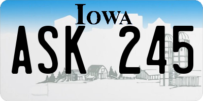 IA license plate ASK245