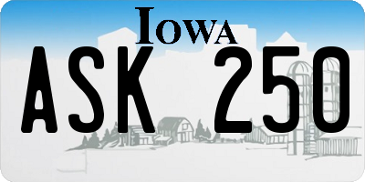 IA license plate ASK250