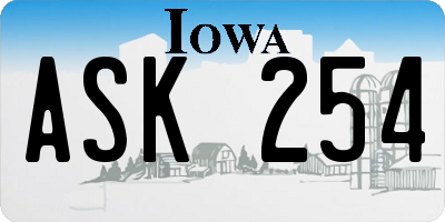 IA license plate ASK254