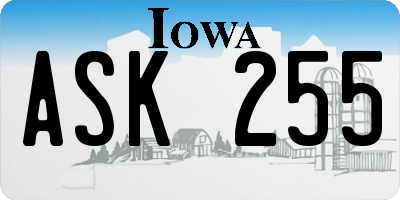 IA license plate ASK255