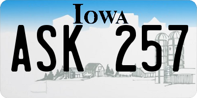 IA license plate ASK257