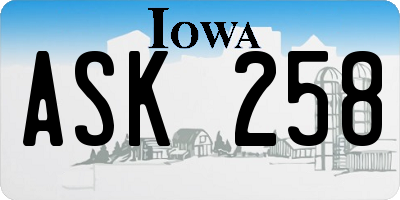 IA license plate ASK258