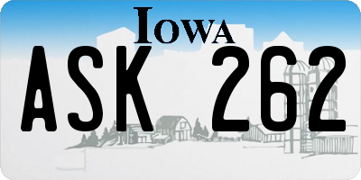 IA license plate ASK262