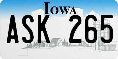 IA license plate ASK265