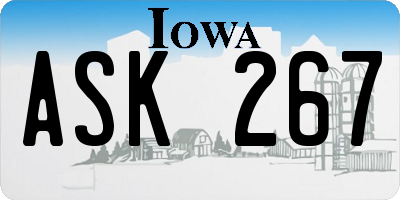 IA license plate ASK267