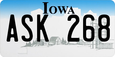 IA license plate ASK268