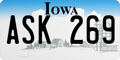 IA license plate ASK269