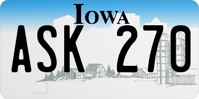 IA license plate ASK270