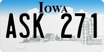 IA license plate ASK271
