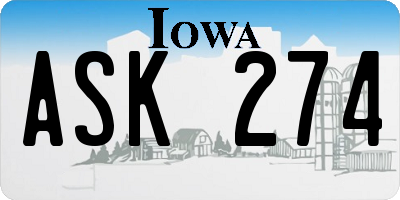 IA license plate ASK274