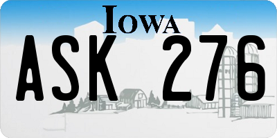 IA license plate ASK276