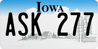 IA license plate ASK277