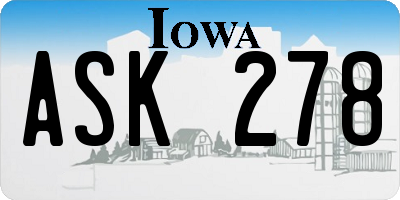 IA license plate ASK278