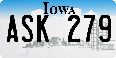 IA license plate ASK279