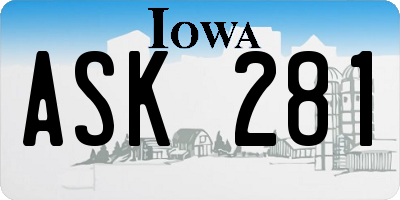 IA license plate ASK281