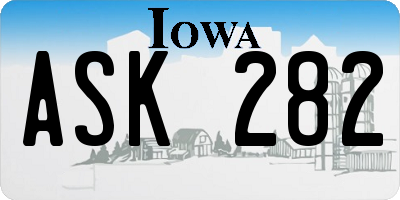 IA license plate ASK282