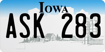 IA license plate ASK283