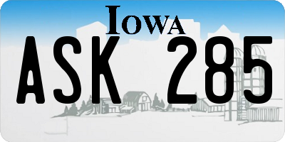 IA license plate ASK285