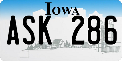IA license plate ASK286
