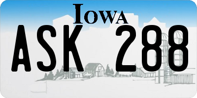 IA license plate ASK288