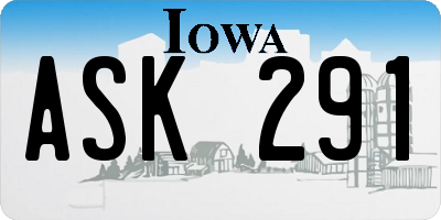 IA license plate ASK291