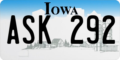 IA license plate ASK292