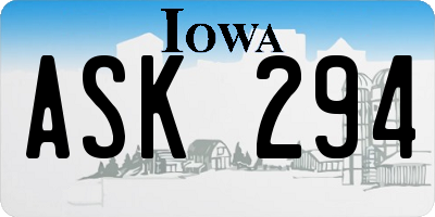 IA license plate ASK294