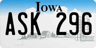 IA license plate ASK296