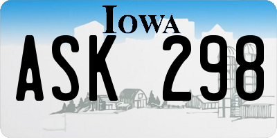 IA license plate ASK298