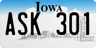 IA license plate ASK301