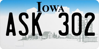 IA license plate ASK302