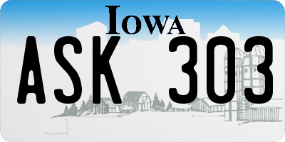 IA license plate ASK303