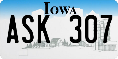 IA license plate ASK307