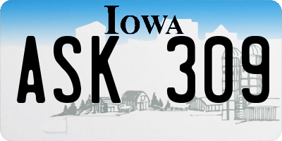 IA license plate ASK309