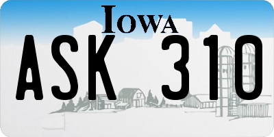 IA license plate ASK310