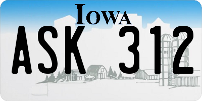 IA license plate ASK312