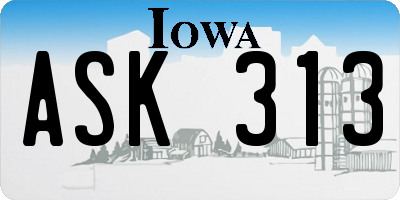 IA license plate ASK313