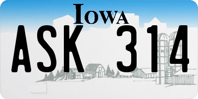 IA license plate ASK314