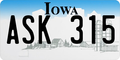 IA license plate ASK315