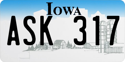 IA license plate ASK317